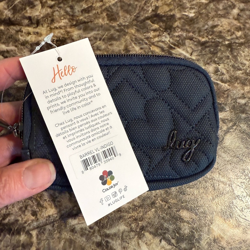 Lug Barrel Quilted Blue Coin Pouch